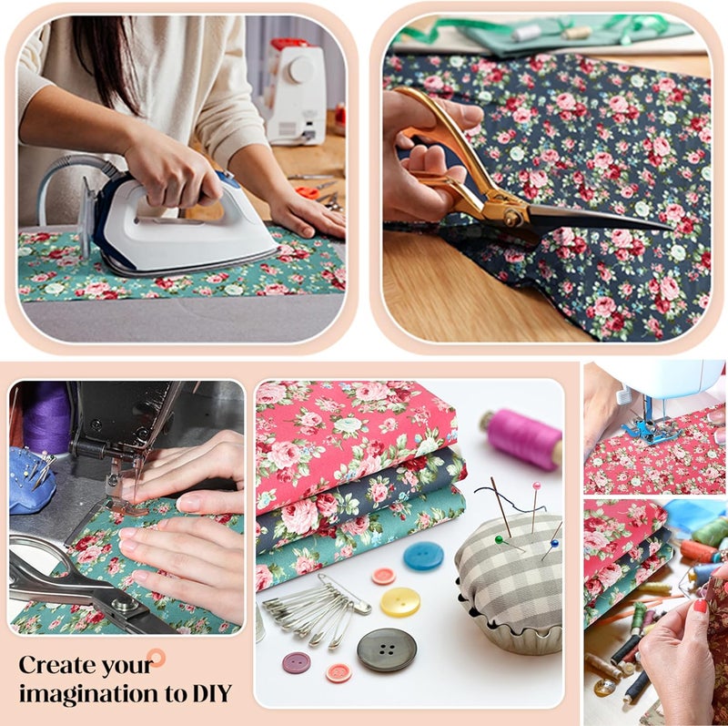 Hanjunzhao 42Pcs 10" Layer Cake Fabric - Vintage Floral Print Cotton Fabric Squares 10x10, Layer Cakes 10 inch Squares for Quilting, Sewing, Quilts, and Crafts - Retro Floral - Image 4